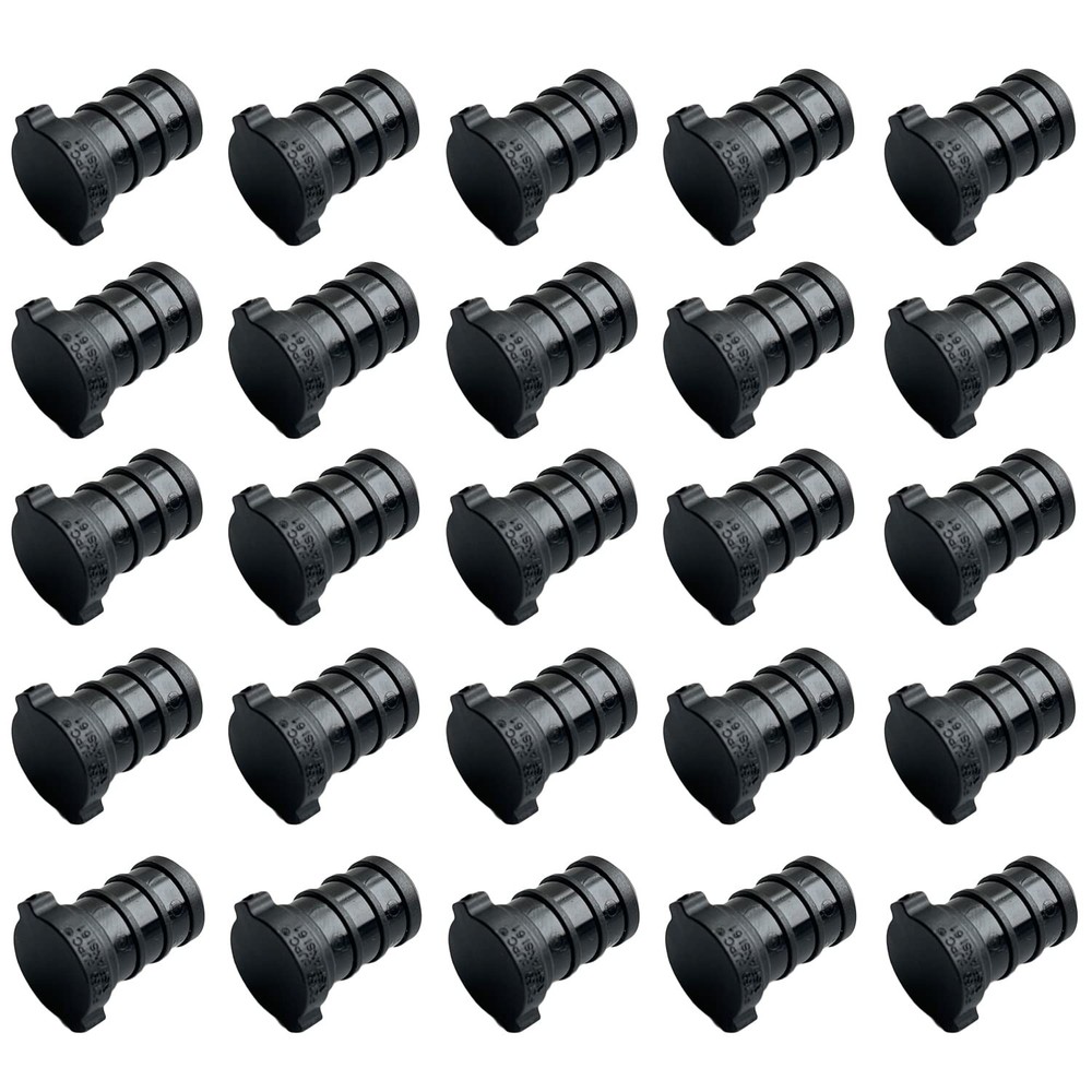Camnwamn Pack Of 25 1/2 Inch Plug Poly Ppsu Barb Crimp Pex Fitting No Lead