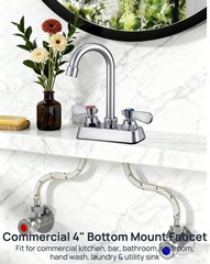 Commercial Brass Kitchen Faucet, 4″ Center Deck Mount, 3-1/2″ Gooseneck Spout