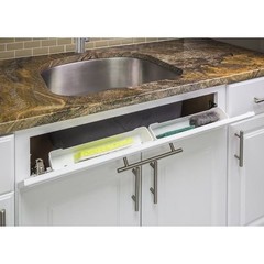 SET OF 2 – 11″ KITCHEN CABINET SINK FRONT TIP TILT OUT TRAY & HINGES SPONGE HOLD