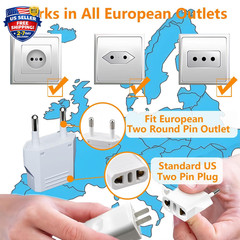 8 Pack European Travel Plug Adapter, US to Europe Plug Adapter, Type C Wall O…