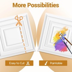 Drop Ceiling Tiles 2 ft x 2ft w/3DmPatterns, 12-Pack Tiles Up to 48 Sq.ft.