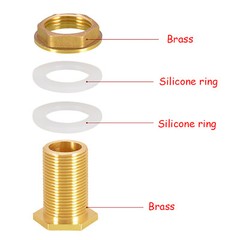 1/2″3/4″1″Brass Water Tank Outlet Fitting Flange Extend |Silicone or Rubber Seal