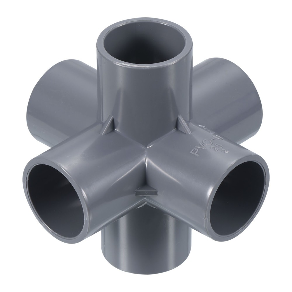 1″ 25mm ID 6 Way Elbow Pipe Fittings UPVC Joint Coupling Pipe Adapter Gray