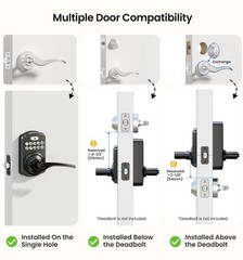 Keypad Door Lock with Handle, Keyless Entry for Front Door & Bedroom, Electro…