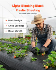 4 Mil Plastic Sheeting 6×100 ft Heavy Duty Black Poly Tarp Roll Vapor Barrier