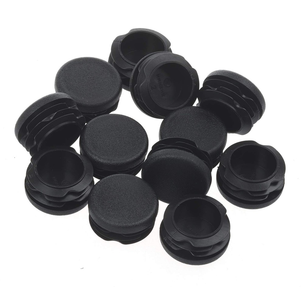 12Pcs Round Plastic Plug, End Caps for Tubing Pipe ID 1-1/2 Inch, Black