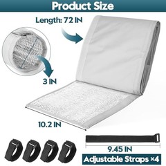 HVAC Copper Pipe Insulation Cover, 72″ x 10.2″ Gray, 3-Layer Oxford Fabric Wrap