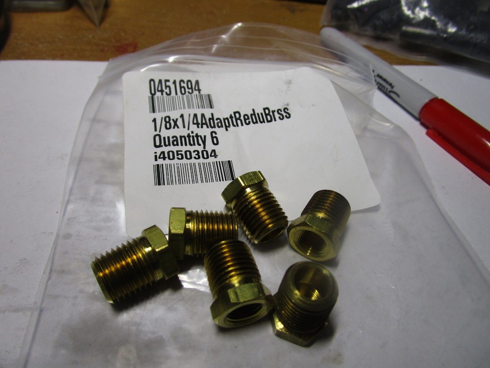 1/8NPT x 1/4NPT Brass Adapter Reducer QTY 6