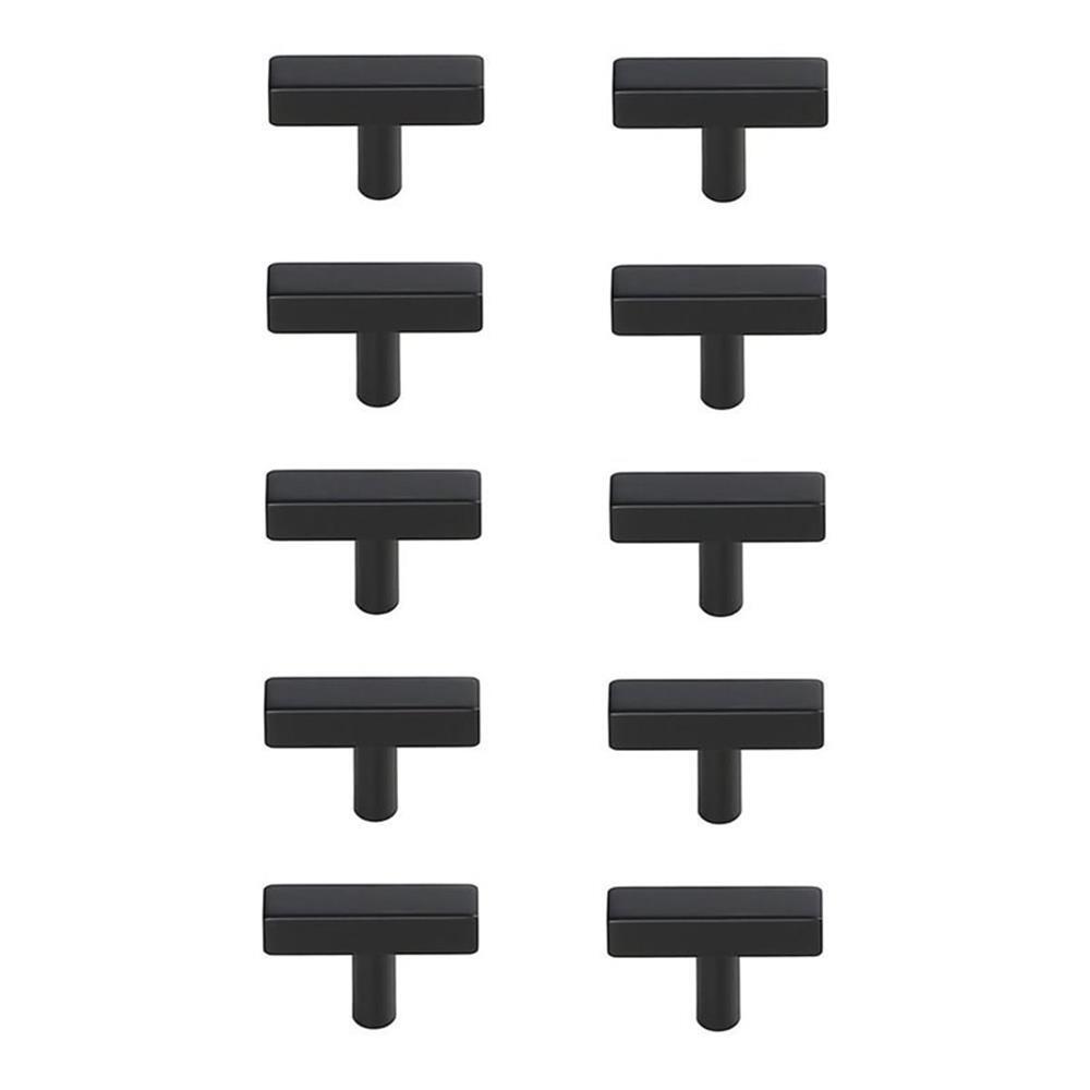 Elegant Decor Dior Modern Zinc Alloy T Bar Pull Multipack in Black (Set of 10)