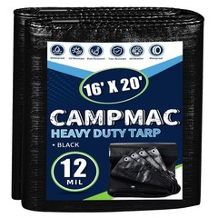 Black Tarps Heavy Duty Waterproof 16×20, 12 Mil Thick, High Durability, Rip a…