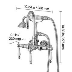 Wall – Mounted Clawfoot Tub Faucet with Handheld Shower, Polished Chrome, 59