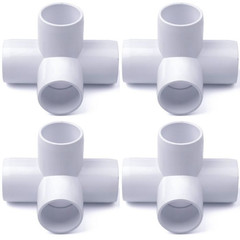 4-Pack 1/2 in. 4-Way SCH40 PVC Elbow Fittings ASTM Furniture-Grade Pipe Connecto