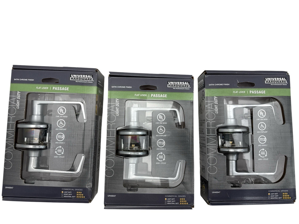 Universal Hardware Door Lever Commercial Passage Satin Chrome UH40047 Lot of 3