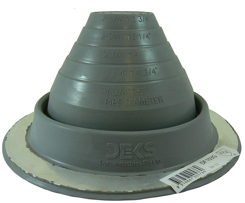 Dektite #3 Gray EPDM Metal Roof Pipe Flashing, Round Base, 1/4″ – 5″,