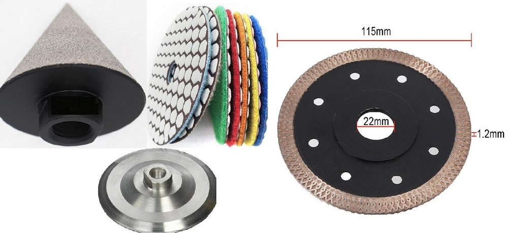 Granite Marble Hole Modification Tool Kit Diamond Blade Dry Polishing Pad 1-1/2″