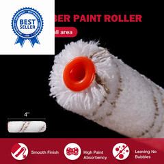 Mister Rui Mini Paint Roller Kit-13 Piece, 4-Inch 4 inches, Red Tray