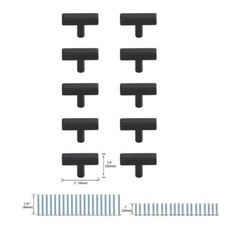 Elegant Decor Dior Modern Zinc Alloy T Bar Pull Multipack in Black (Set of 10)