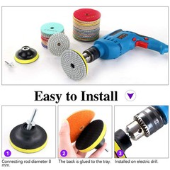 4″ Diamond Wet Polishing Pads Kit for Stone Concrete Marble Quartz Granite Glass