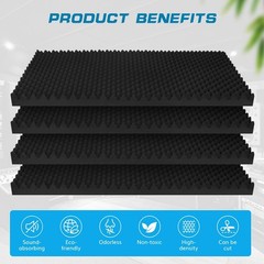 4 Pack Acoustic Panels,48”X24”X2” Egg Crate Foam Soundproof Wall Panels,Hi…