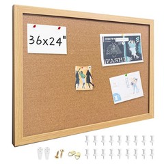 Cork Bulletin Board, 36×24 Inches Hanging Cork Board Wooden Framed with Pins …
