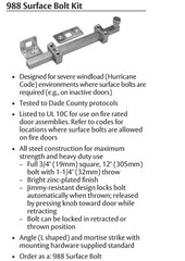 988/988CR/988Y Manual Surface Bolt Kit All Ateel Bright Zinc Plated Finish