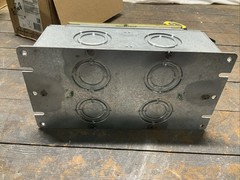 HUBBELL B2432 2 Gang Stamped Steel Floor Box Deep Concrete Brass Frame