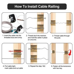 BLIKA 24 Pack Invisible Cable Railing Kit, T316 Stainless Steel 1/8″ Silver