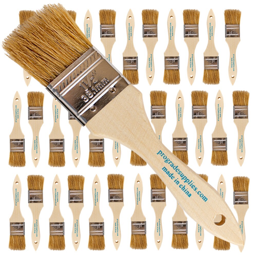 36Pk – 1.5″ Chip Brushes for Paints, Stains, Varnishes, Glues & Gesso