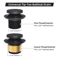 Matte Black Bath Tub Drain and Overflow Kit, Universal All Metal