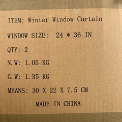 Ashrun Thermal Winter Window Curtain Size 24X36in 2piece