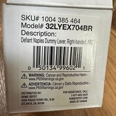 Defiant LYEX704B-R Naples Aged Bronze Right-Hand Dummy Door Lever New In Box