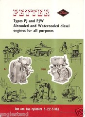 Equipment Brochure – Petter – PJ PJW – One Two Cylinder Engine – c1965 (E1686)