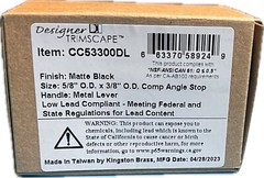 Kingston Brass CC53300DL Quarter Turn Valve In Matte Black