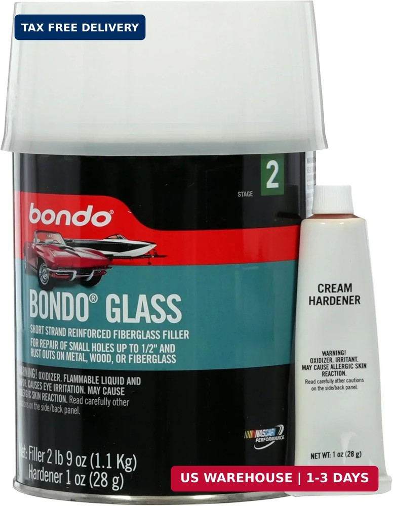 Bondo Glass Short Strand Reinforced Fiberglass Filler,Stage 2, 2.56 Oz Filler an
