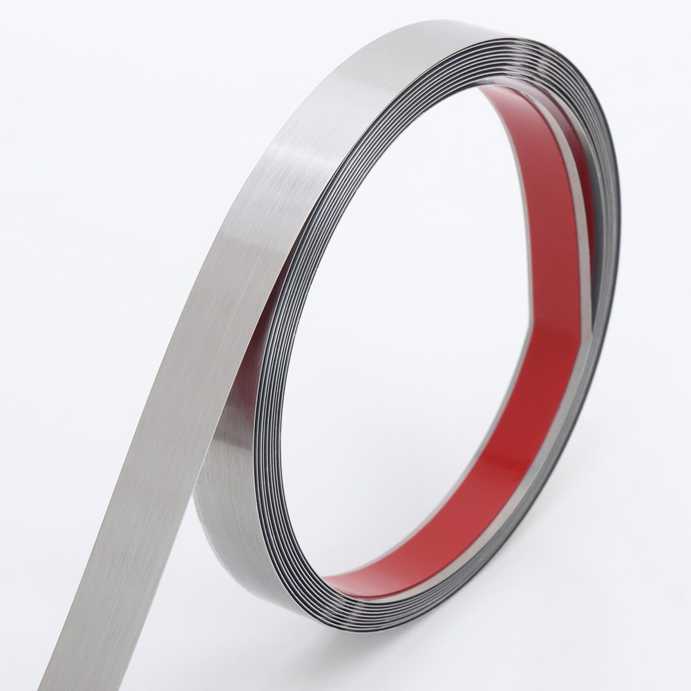 Coengwui Peel and Stick Metal Molding Trim, 20ft x 0.6in, Brushed Silver