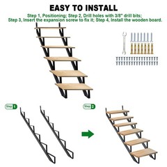 Zwinz Galvanized Steel Stair Riser 6 Step Metal Stair Stringers For Deck Height