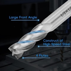 1/2in Square End Mill 4 Flute Cutter 2 Pieces