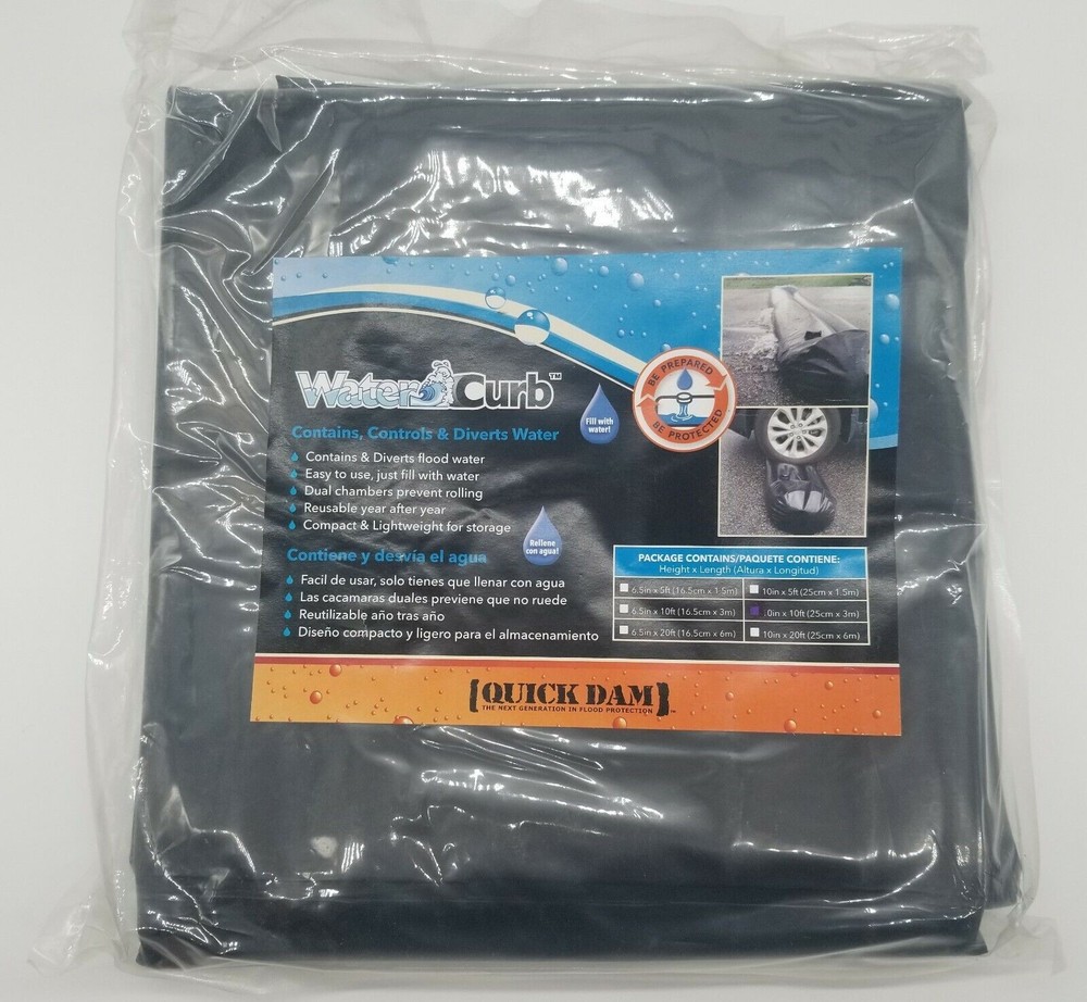 One(1) Quick Dam QDWC1010 10 In H X 10 Ft L Water Curb Flood Control Diverter