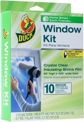 Indoor 10- Window Shrink Film Insulator Kit, 62-Inch x 420-Inch- Clear