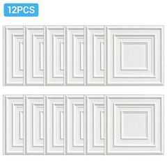 12-Pack PVC Drop Ceiling Tiles, 24in x24in 3D Wall Panels for Wall Cover 48Sq.ft