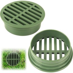 (2 Pack) Calvana 4” Plastic Round Drainage Grate Cover, Fits Pipes, Green