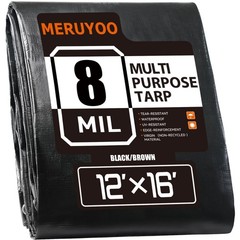 12×16 FT Tarp Waterproof 8 Mil Poly Tarps Medium Duty Waterproof, UV Resistan…