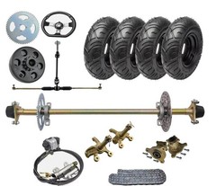 29″ Rear Axle kit #35 Sprocket Hub 6″ Wheels Tire Front Steering System