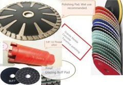 Granite Countertop Fabrication Kit Diamond Polishing Pads Convex Blade Core Bit