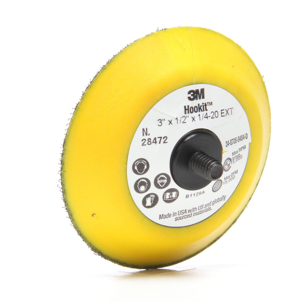 28472MMM Hookit Disc Pad 28472, 3 in x 1/2 in 1/4-20 External, 5 ea/Case