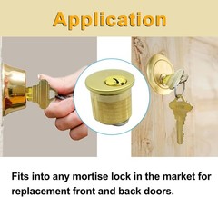 SC1 Keyway Brass Cylinder Lock – 2 Pack, 1 1/8″ Length for Home & Commercial Use