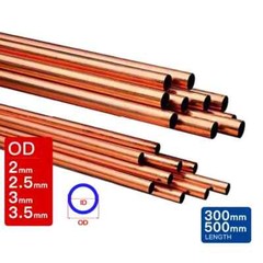Copper Pipe Straight Round Outer Diameter 2mm 2.5mm 3mm 3.5mm length 300 500mm
