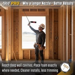AWF PRO Spray Foam Gun – 2′ Long Nozzle, High Precision, Adjustable Flow C