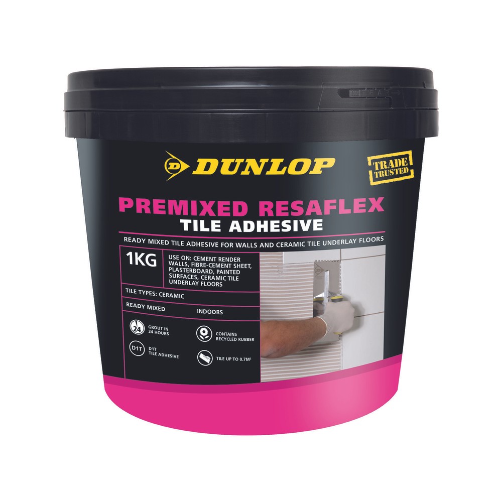 Dunlop 1kg Premixed Resaflex Tile Adhesive