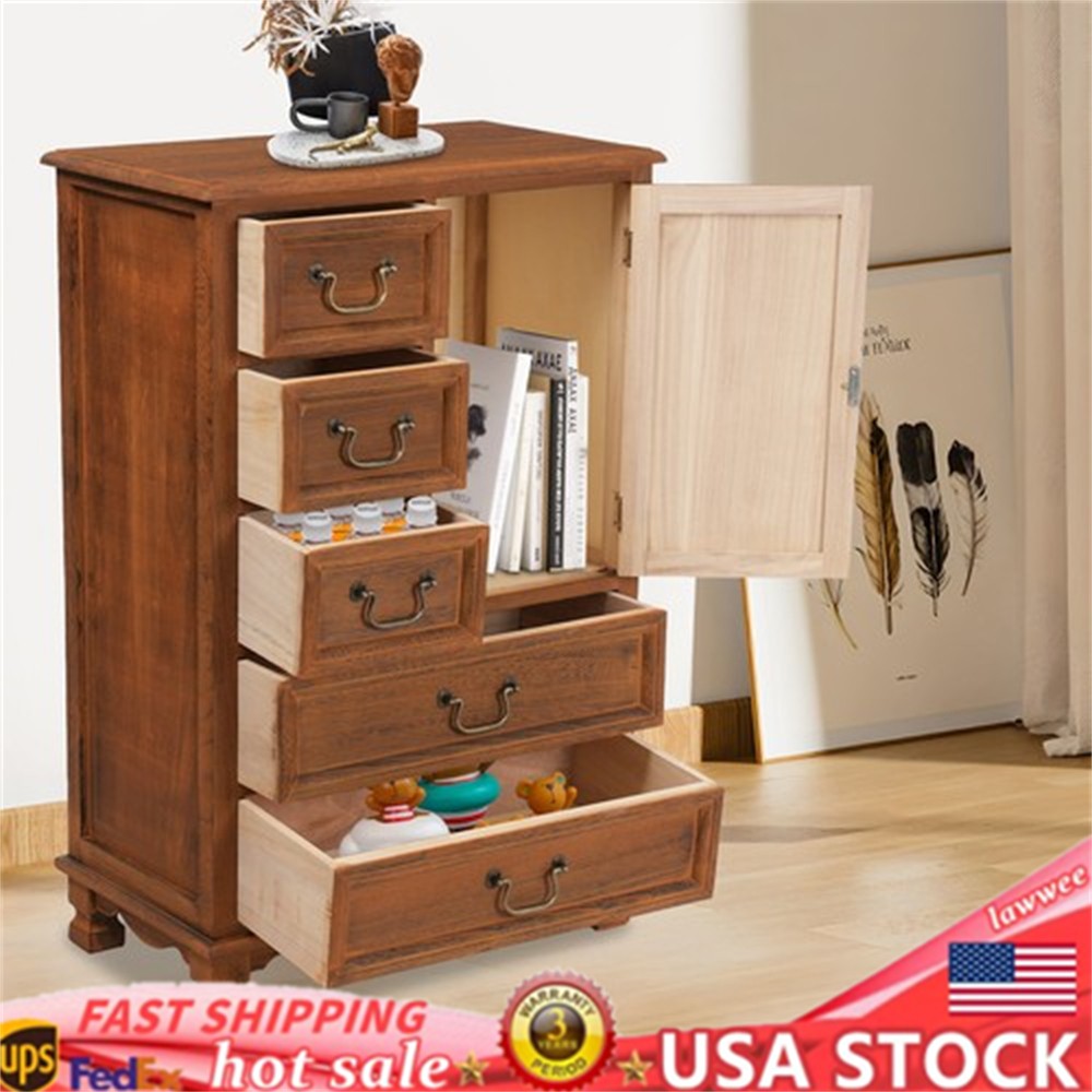 5 Drawers Dresser Wooden Storage Dressers Chests of Drawers for Bedroom Home